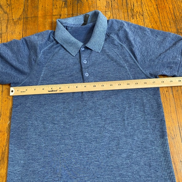 Lululemon Metal Vent Tech Short Sleeve Polo Shirt Men’s Size S Blue EUC - Picture 10 of 12